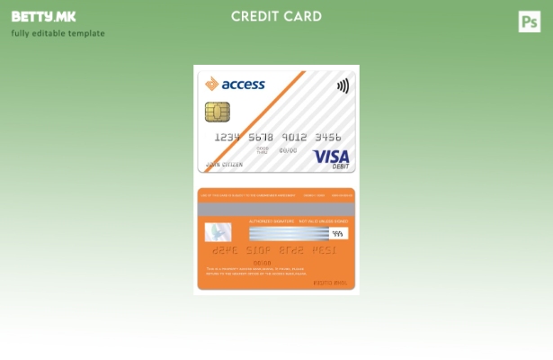 Модерен стил Шаблон за виза за дебитна картичка на банката за пристап Гана